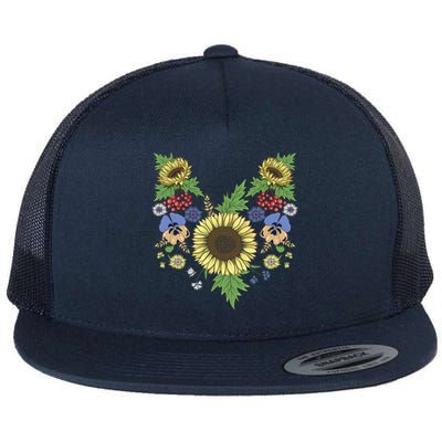 Sunflowers Cute Floral Ukrainian Vyshyvanka Style Sunflower Gift Flat Bill Trucker Hat