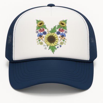 Sunflowers Cute Floral Ukrainian Vyshyvanka Style Sunflower Gift Trucker Hat