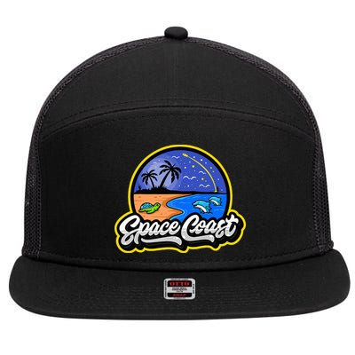 Space Coast Florida Space And Rocket Program 7 Panel Mesh Trucker Snapback Hat