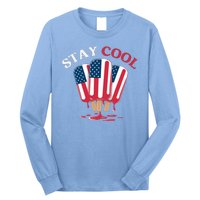 Stay Cool Funny 4th July Popsicle Usa Flag America Enjoy Ice Cream In The Summer Long Sleeve Shirt