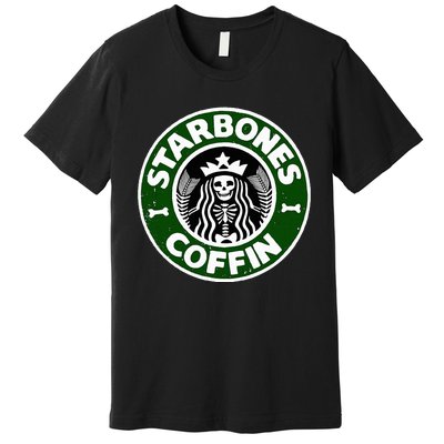 Starbones Coffin Funny Horror Coffee Premium T-Shirt