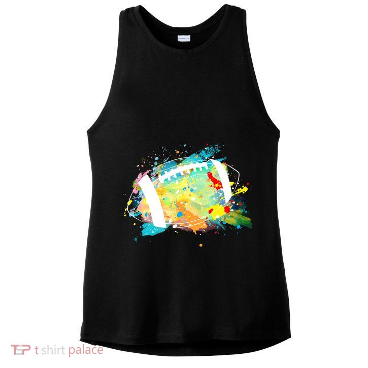 Splattered Colorful Football Lover Ladies PosiCharge Tri-Blend Wicking Tank