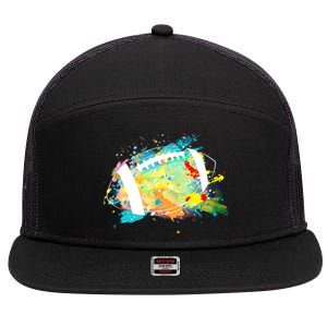 Splattered Colorful Football Lover 7 Panel Mesh Trucker Snapback Hat