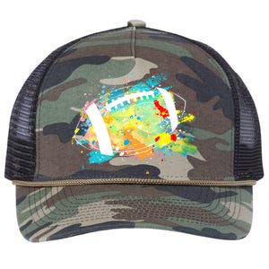 Splattered Colorful Football Lover Retro Rope Trucker Hat Cap