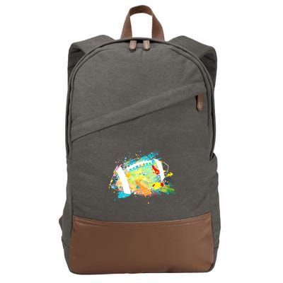 Splattered Colorful Football Lover Cotton Canvas Backpack