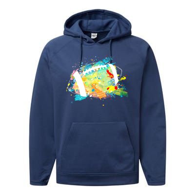 Splattered Colorful Football Lover Performance Fleece Hoodie