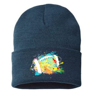 Splattered Colorful Football Lover Sustainable Knit Beanie