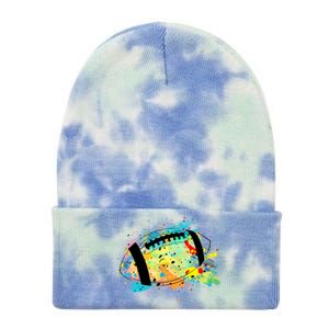 Splattered Colorful Football Lover Tie Dye 12in Knit Beanie