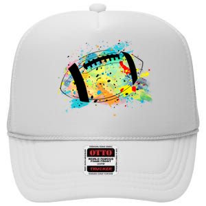 Splattered Colorful Football Lover High Crown Mesh Back Trucker Hat