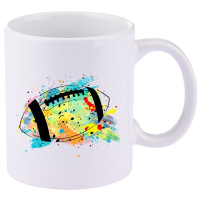Splattered Colorful Football Lover 11oz C Handle Ceramic Mug