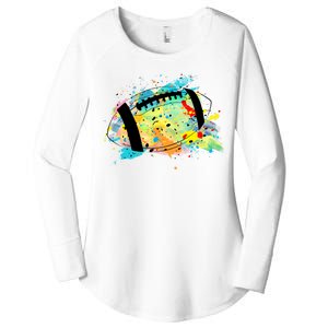 Splattered Colorful Football Lover Women's Perfect Tri Tunic Long Sleeve Shirt