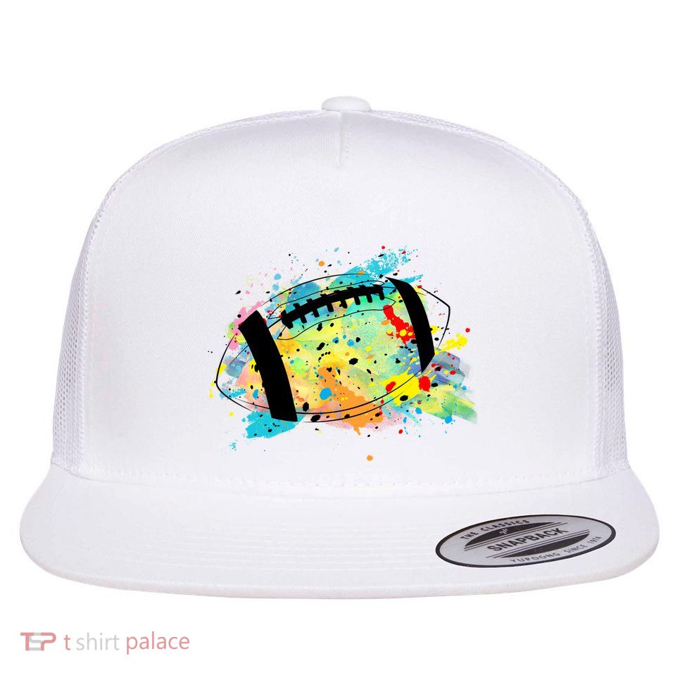Splattered Colorful Football Lover Flatbill Hat