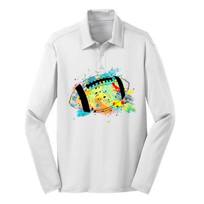 Splattered Colorful Football Lover Silk Touch Performance Long Sleeve Polo