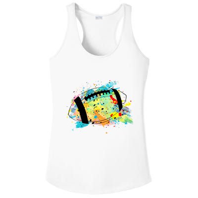 Splattered Colorful Football Lover Ladies PosiCharge Competitor Racerback Tank