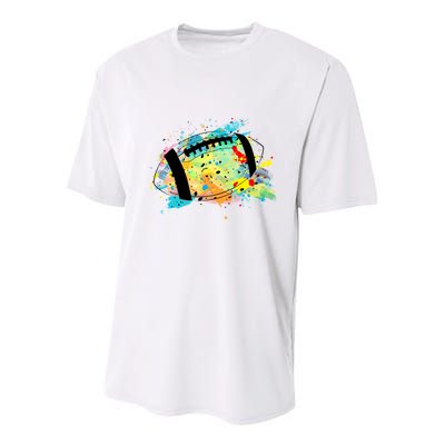Splattered Colorful Football Lover Youth Performance Sprint T-Shirt