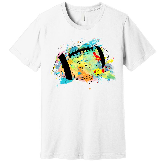 Splattered Colorful Football Lover Premium T-Shirt