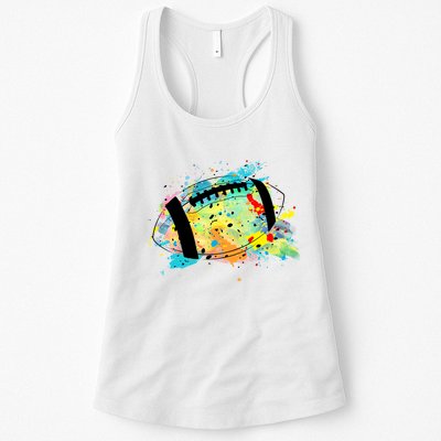 Splattered Colorful Football Lover Womens Tank Top