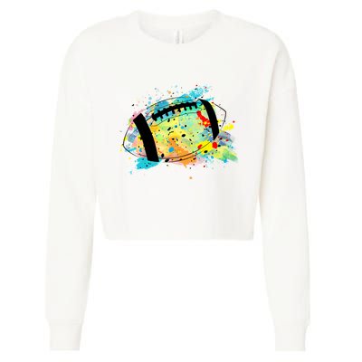 Splattered Colorful Football Lover Cropped Pullover Crew