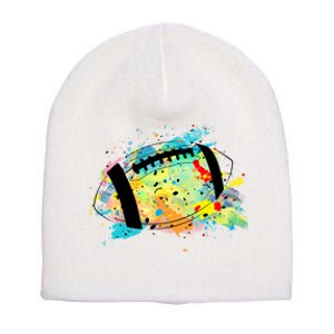 Splattered Colorful Football Lover Short Acrylic Beanie