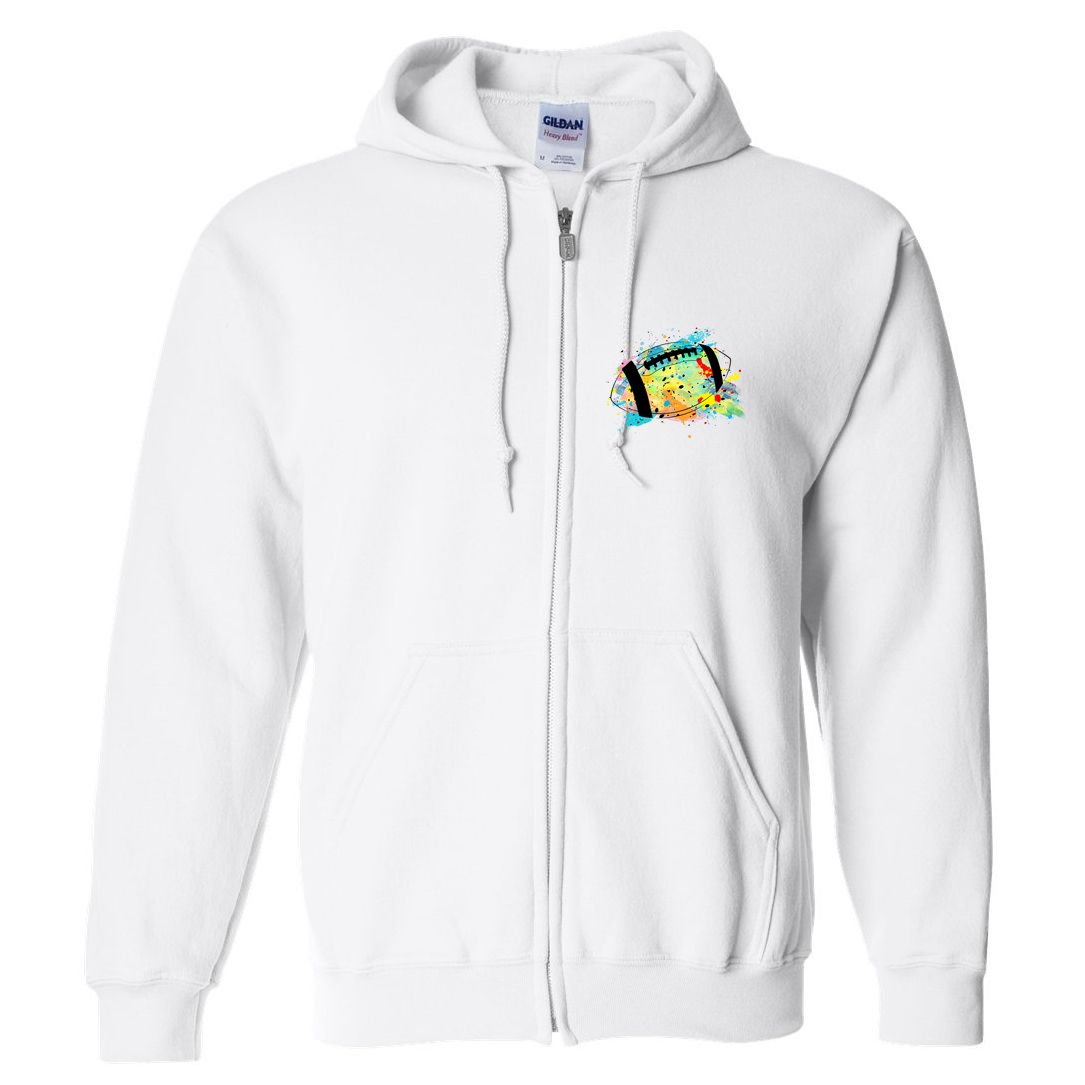 Splattered Colorful Football Lover Full Zip Hoodie