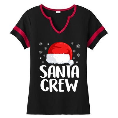 Santa Crew Funny Christmas Family Matching Cute Pajamas Ladies Halftime Notch Neck Tee