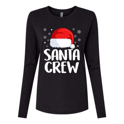 Santa Crew Funny Christmas Family Matching Cute Pajamas Womens Cotton Relaxed Long Sleeve T-Shirt