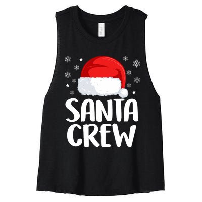 Santa Crew Funny Christmas Family Matching Cute Pajamas Women's Racerback Cropped Tank