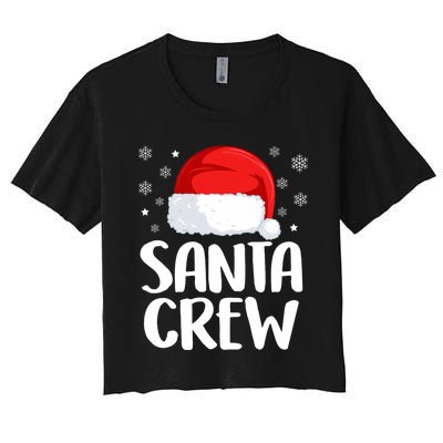 Santa Crew Funny Christmas Family Matching Cute Pajamas Women's Crop Top Tee