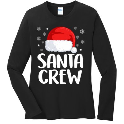 Santa Crew Funny Christmas Family Matching Cute Pajamas Ladies Long Sleeve Shirt