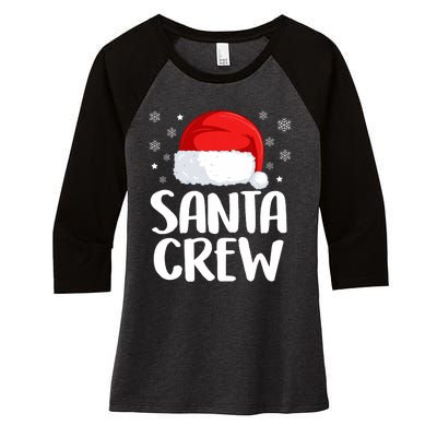 Santa Crew Funny Christmas Family Matching Cute Pajamas Women's Tri-Blend 3/4-Sleeve Raglan Shirt