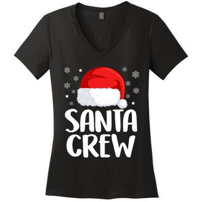 Santa Crew Funny Christmas Family Matching Cute Pajamas Women's V-Neck T-Shirt