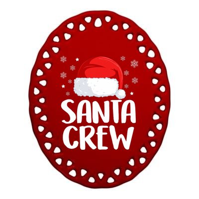 Santa Crew Funny Christmas Family Matching Cute Pajamas Ceramic Oval Ornament