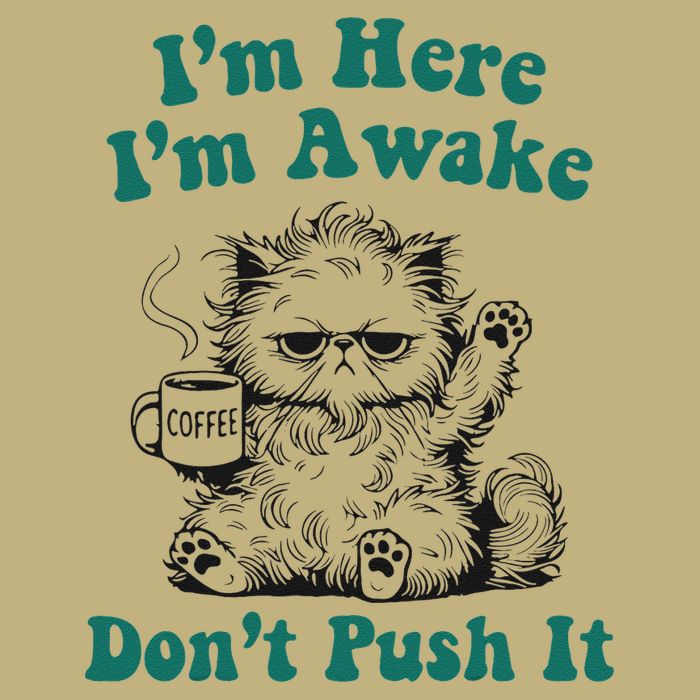 Sarcastic Cat Funny Cat Im Here Im Awake Dont Push It T-Shirt