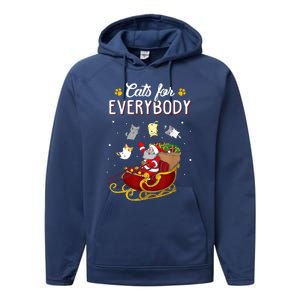 Santa Cats For Everybody Ugly Christmas Sweater Cat Lover Great Gift Performance Fleece Hoodie