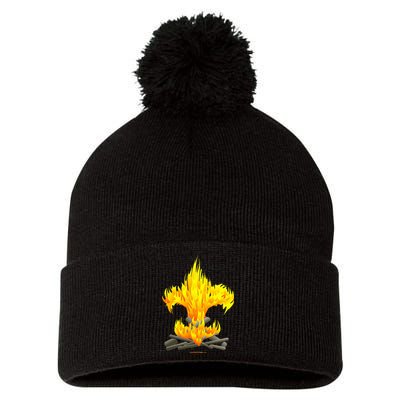 Scout Camp Fire Original Fleurdelis Pom Pom 12in Knit Beanie