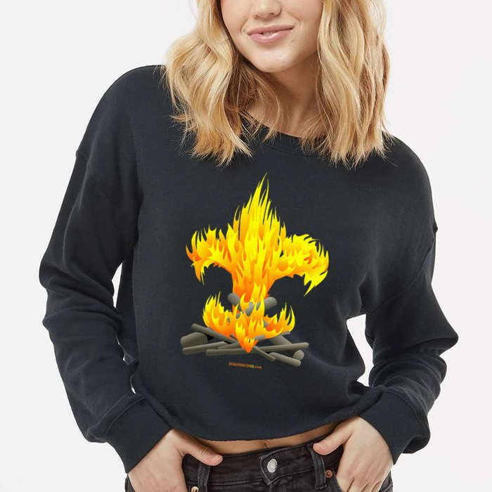 Scout Camp Fire Original Fleurdelis Cropped Pullover Crew