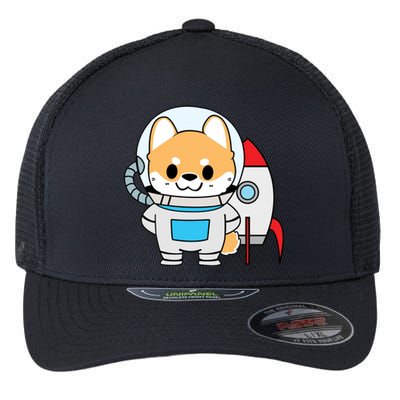 Shiba Cute Fox Rocket Ship Cartoon Flexfit Unipanel Trucker Cap