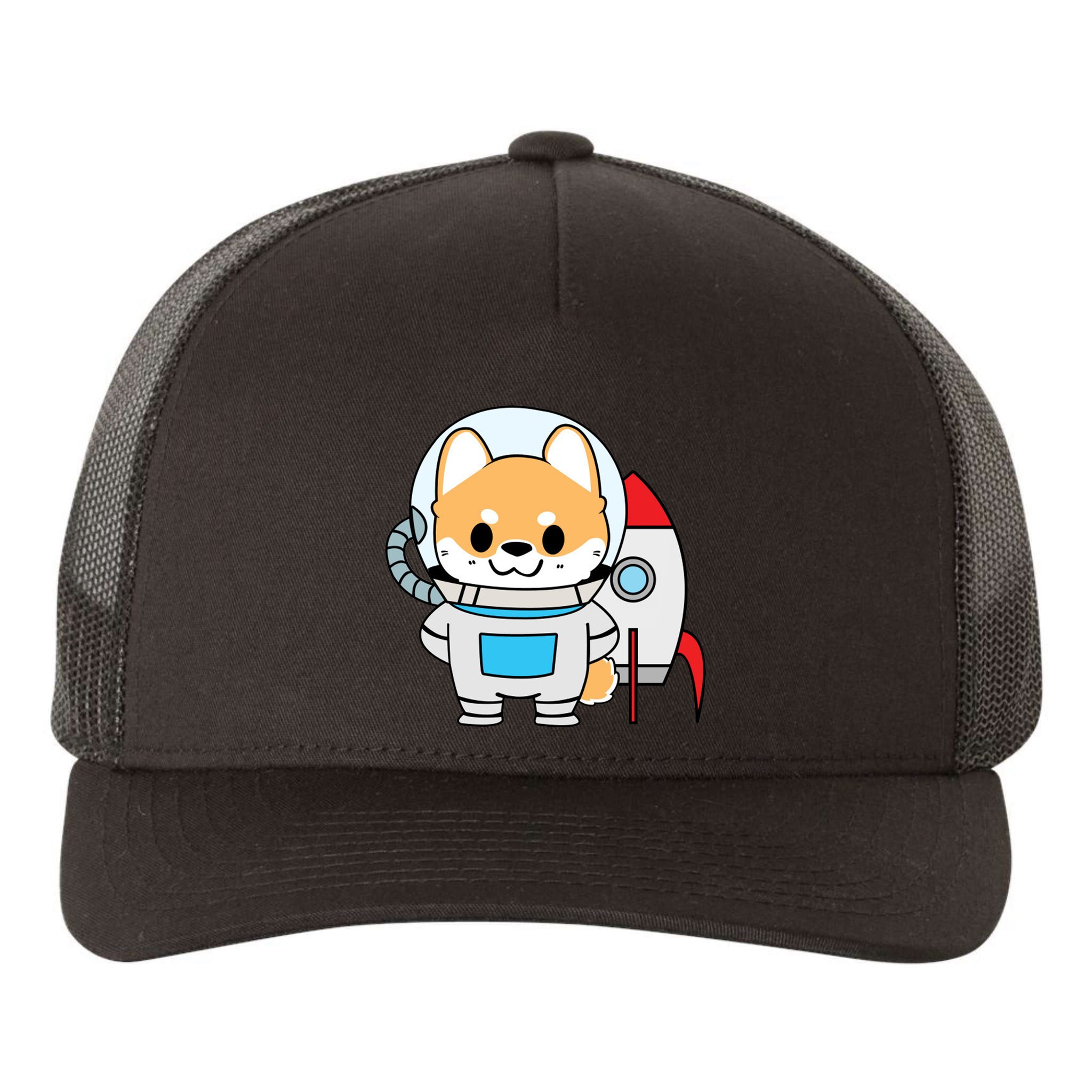 Shiba Cute Fox Rocket Ship Cartoon Yupoong Adult 5-Panel Trucker Hat