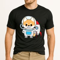 Shiba Cute Fox Rocket Ship Cartoon Cooling Performance Crew T-Shirt