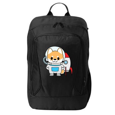Shiba Cute Fox Rocket Ship Cartoon City Backpack