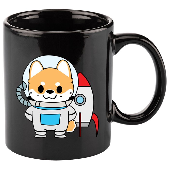 Shiba Cute Fox Rocket Ship Cartoon 11oz C Handle Ceramic Mug