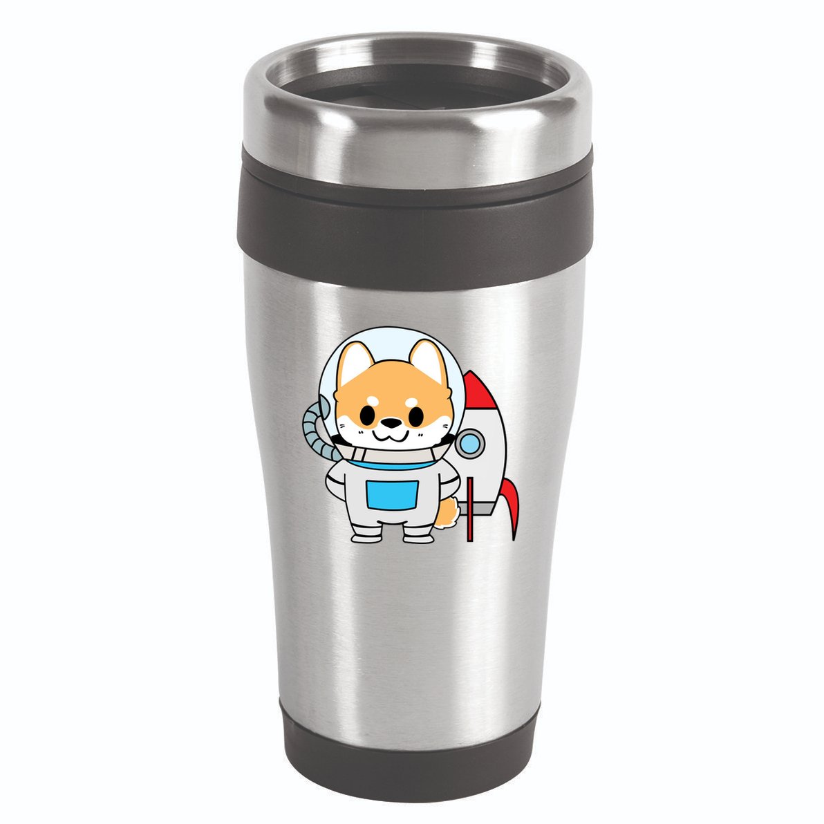 Shiba Cute Fox Rocket Ship Cartoon 16oz Travel Tumbler