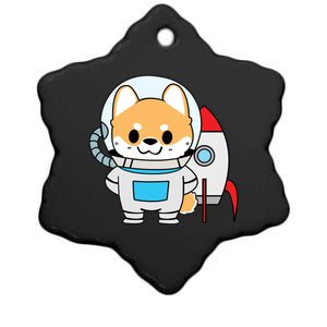 Shiba Cute Fox Rocket Ship Cartoon Ceramic Star Ornament