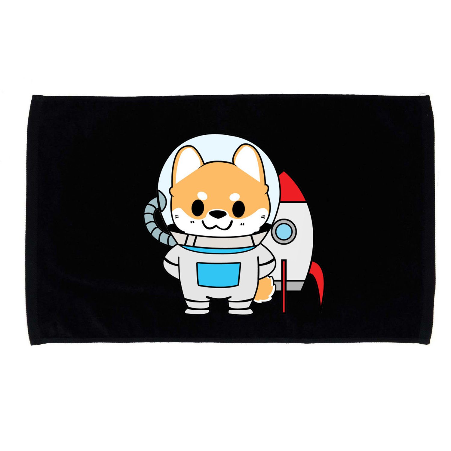 Shiba Cute Fox Rocket Ship Cartoon Microfiber Hand Towel