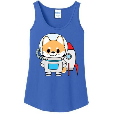 Shiba Cute Fox Rocket Ship Cartoon Ladies Essential Tank