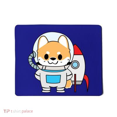 Shiba Cute Fox Rocket Ship Cartoon Mousepad