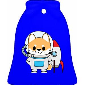 Shiba Cute Fox Rocket Ship Cartoon Ceramic Bell Ornament