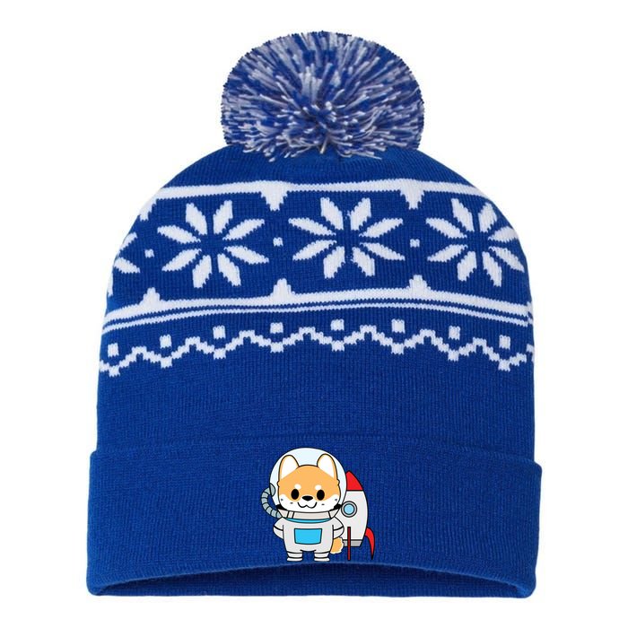 Shiba Cute Fox Rocket Ship Cartoon USA-Made Snowflake Beanie