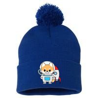 Shiba Cute Fox Rocket Ship Cartoon Pom Pom 12in Knit Beanie