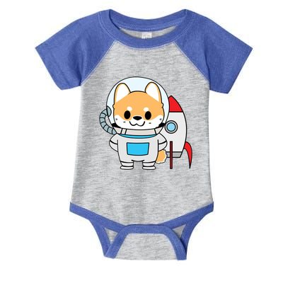 Shiba Cute Fox Rocket Ship Cartoon Infant Baby Jersey Bodysuit